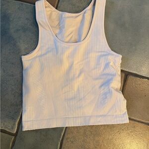 Lululemon Athletica White Ribbed Tank Top
